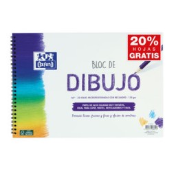 Bloc de dibujo A4+ 20hj con recuadro sin taladros Oxford 100148234